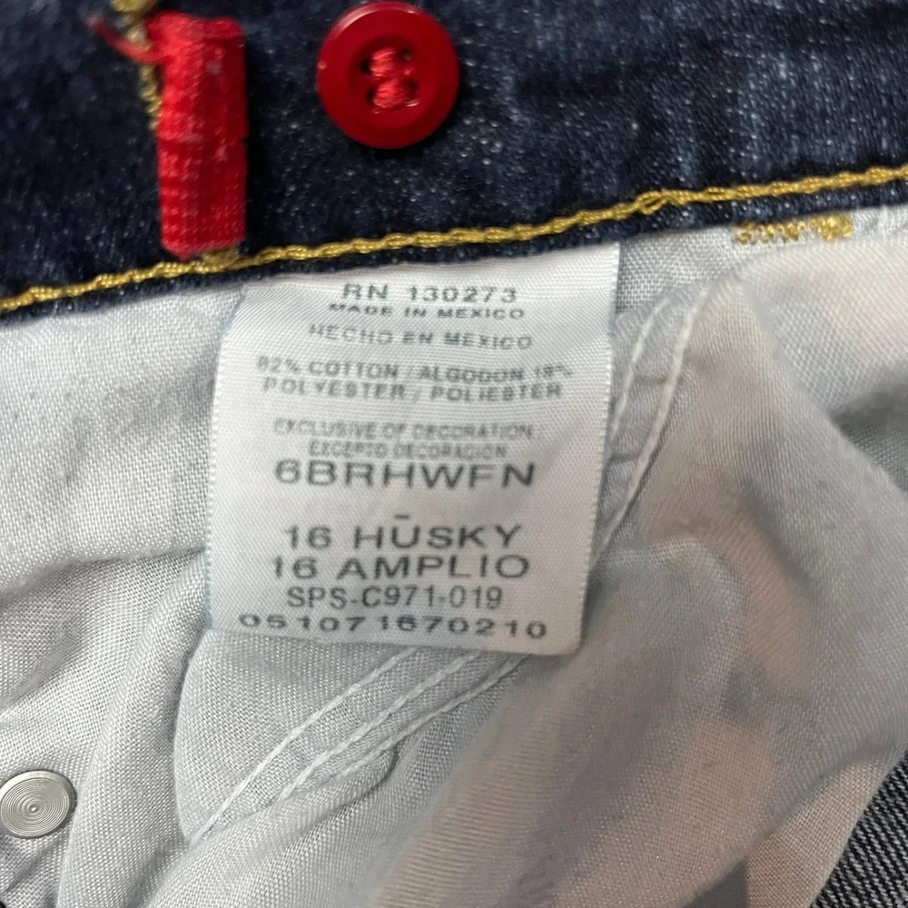 Wrangler Boys Blue Denim Jeans Size 16 Husky Bootcut 6BRHWFN Dark Wash‎ Mens